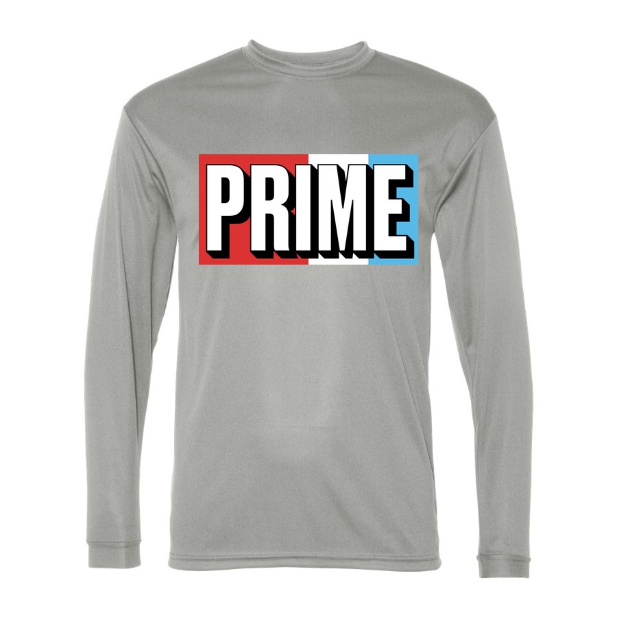Men's Prime Drink Polyester Long Sleeve T-Shirt - Silver