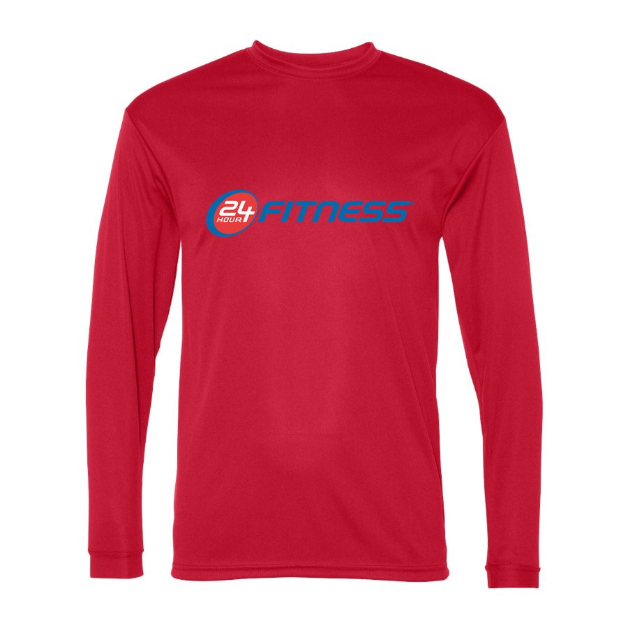 Men's 24 Hour Fitness Polyester Long Sleeve T-Shirt - Red
