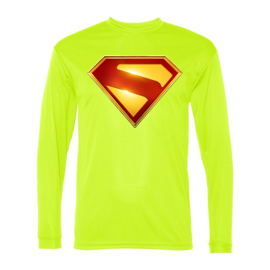 Men's Superman 2025 Polyester Long Sleeve T-Shirt - Safety Yellow