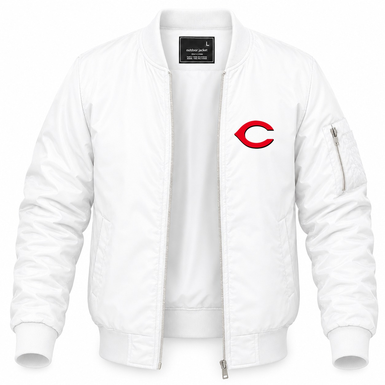 Men's Cincinnati Reds Lightweight Bomber Jacket - White