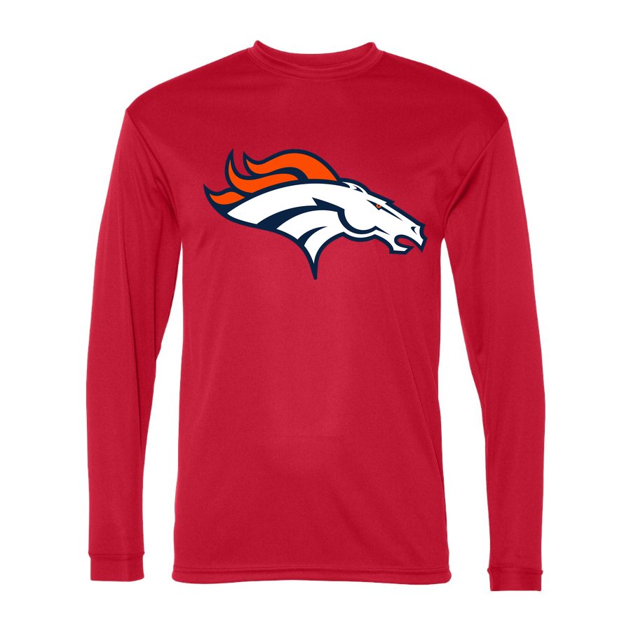 Men's Denver Broncos Polyester Long Sleeve T-Shirt - Red