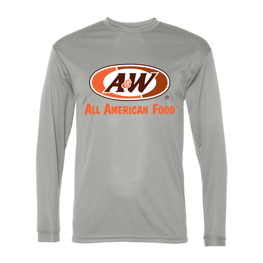 Men's A&W Polyester Long Sleeve T-Shirt - Silver