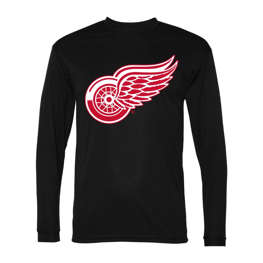 Men's Detroit Red Wings Polyester Long Sleeve T-Shirt - Black