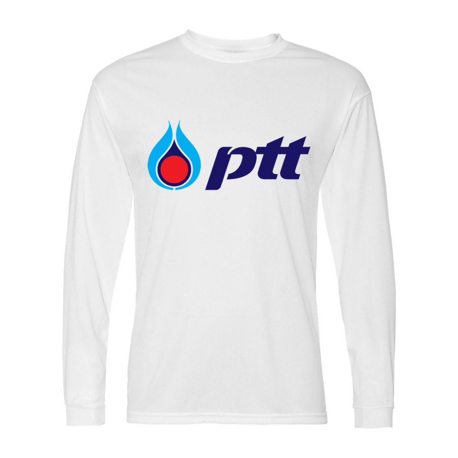 Men's PTT Polyester Long Sleeve T-Shirt - White