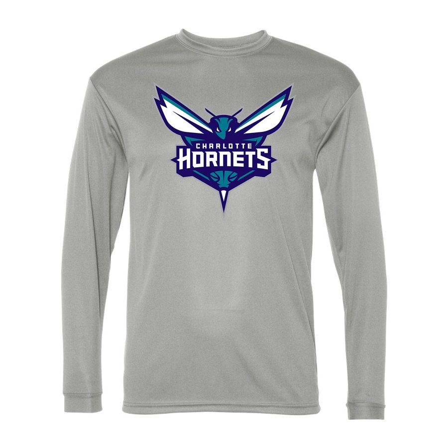 Men's Charlotte Hornets Polyester Long Sleeve T-Shirt - Silver