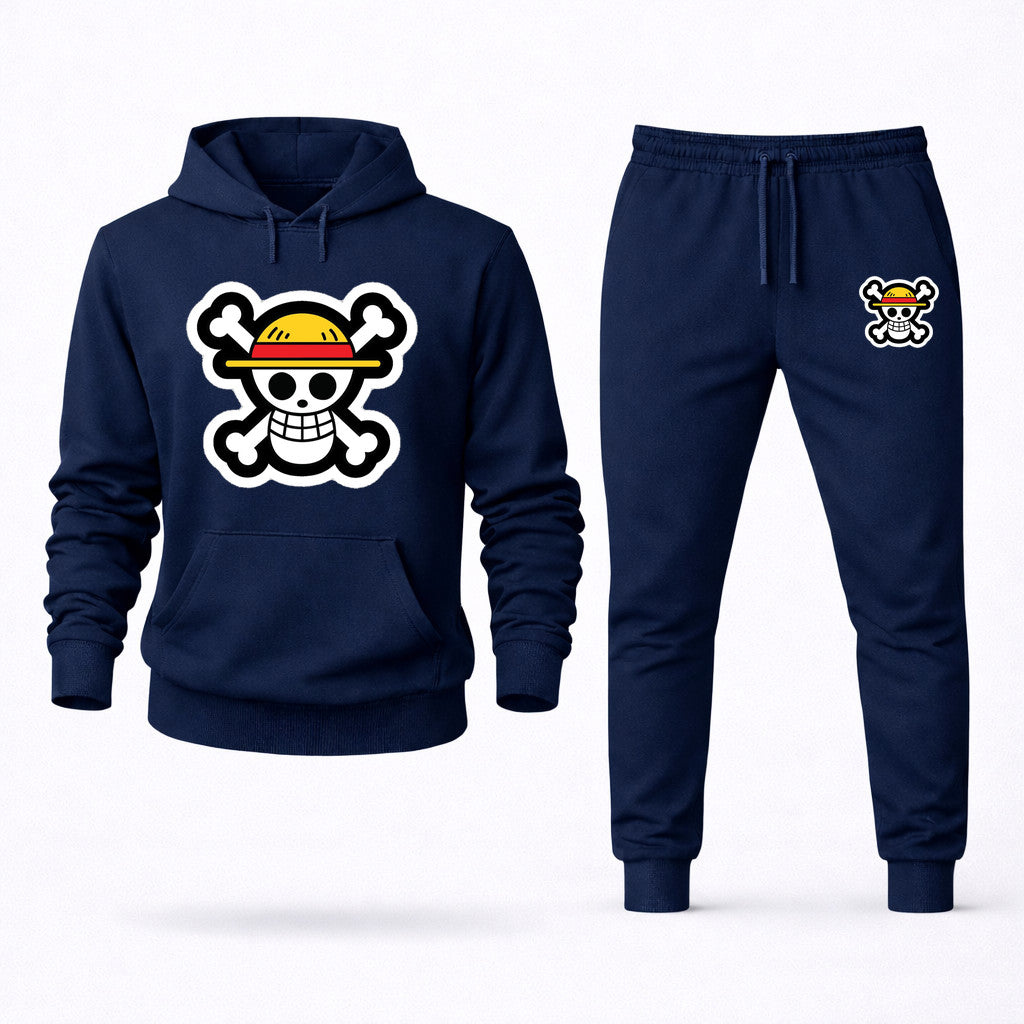 Straw Hat Luffy Hoodie and Joggers Set - Navy