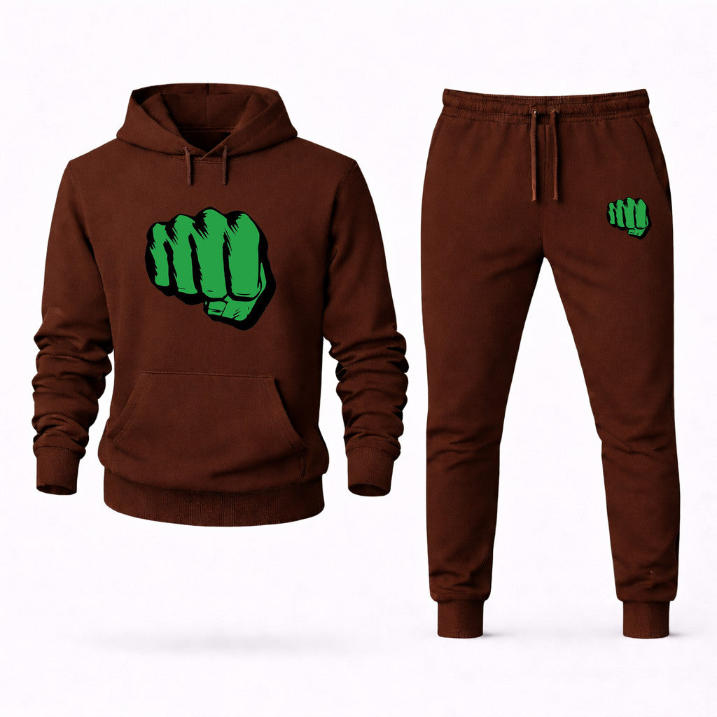 Hulk Punch Hoodie and Joggers Set - Brown