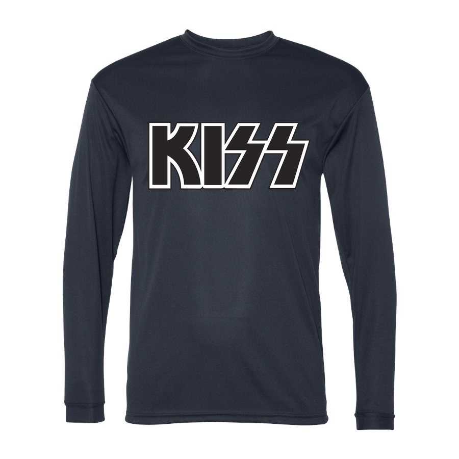 Men's Kiss Polyester Long Sleeve T-Shirt - Navy