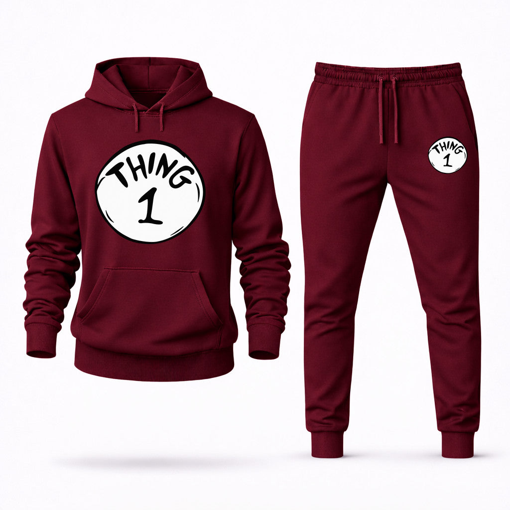 Dr. Seuss Thing 1 Hoodie and Joggers Set - Burgundy