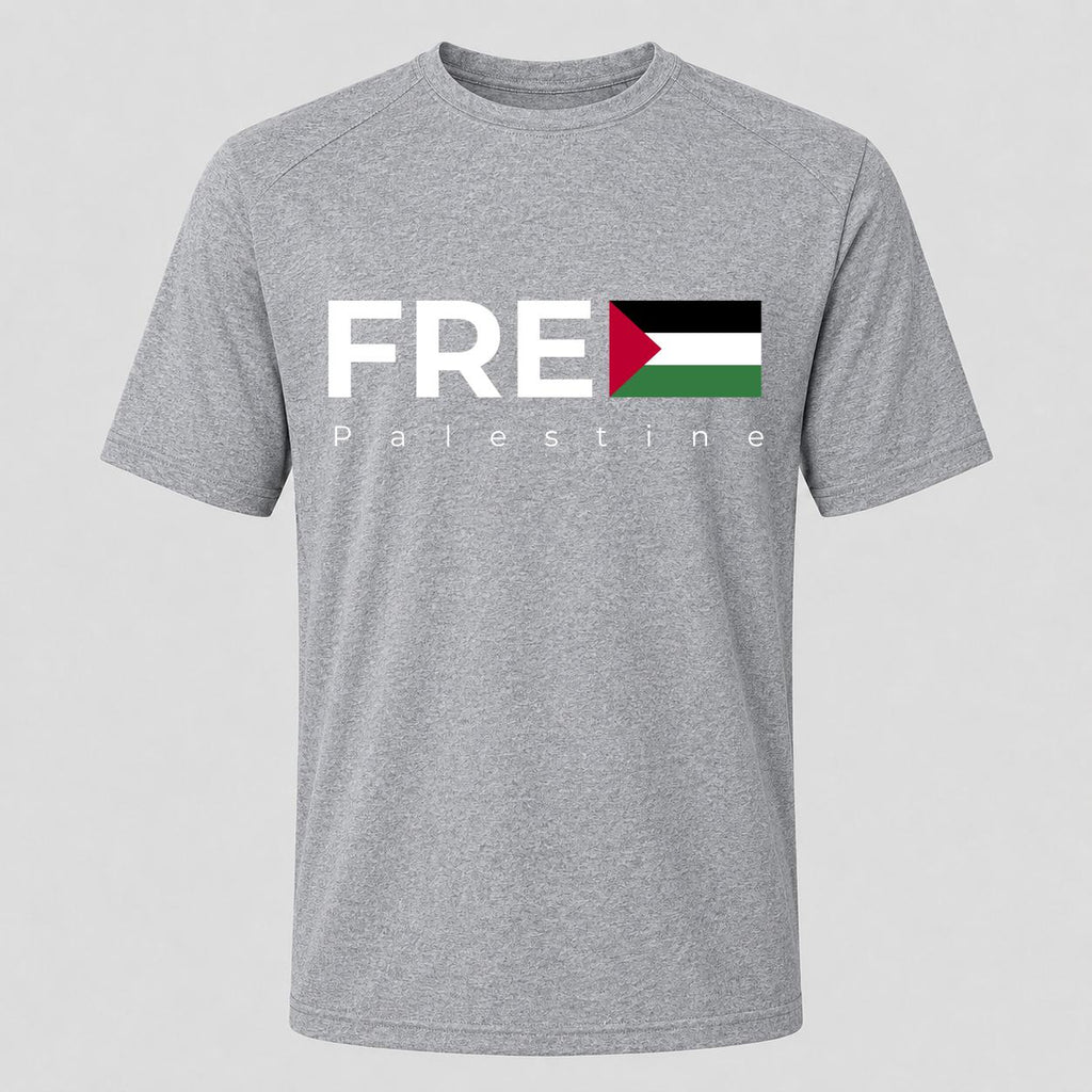 Men's Free Palestine White Performance T-Shirt - Gray