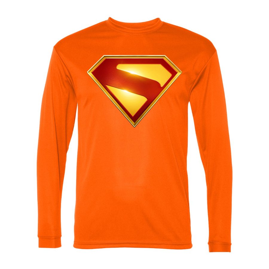 Men's Superman 2025 Polyester Long Sleeve T-Shirt - Safety Orange