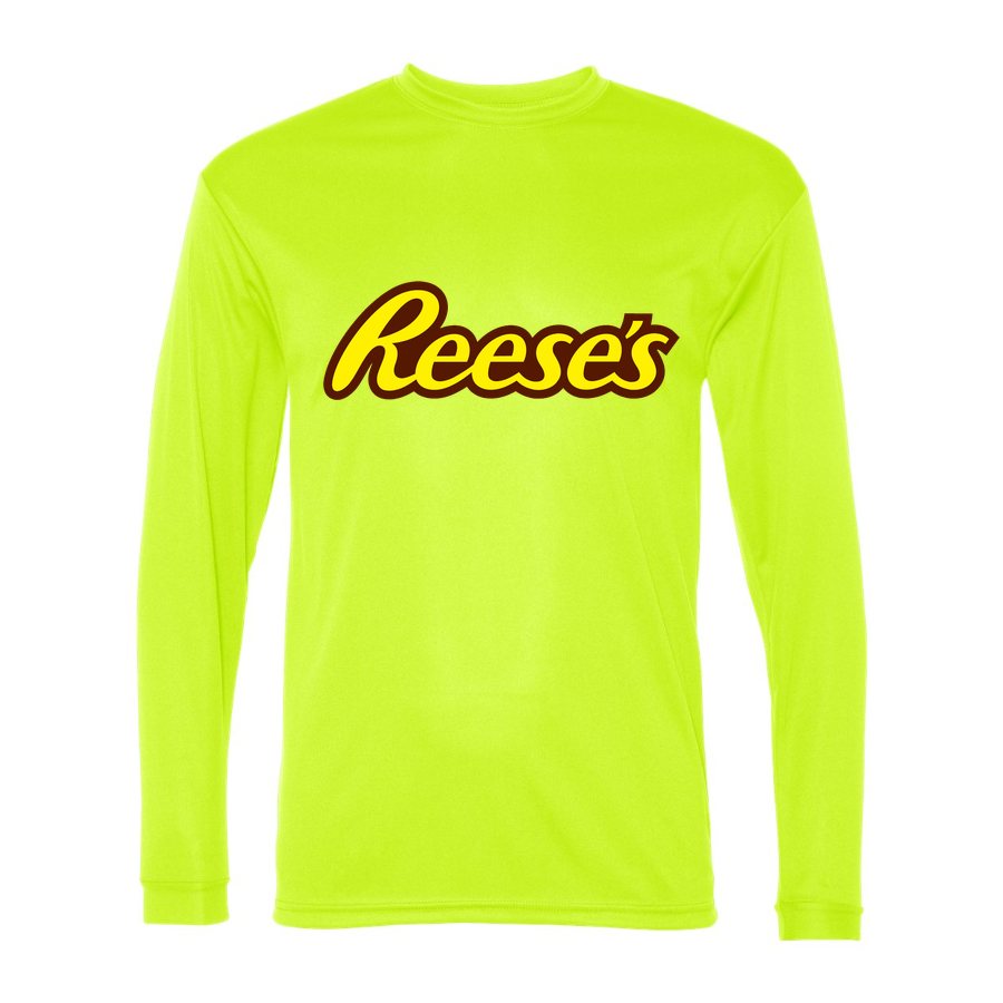 Men's Reeses food Polyester Long Sleeve T-Shirt - Safety Yellow