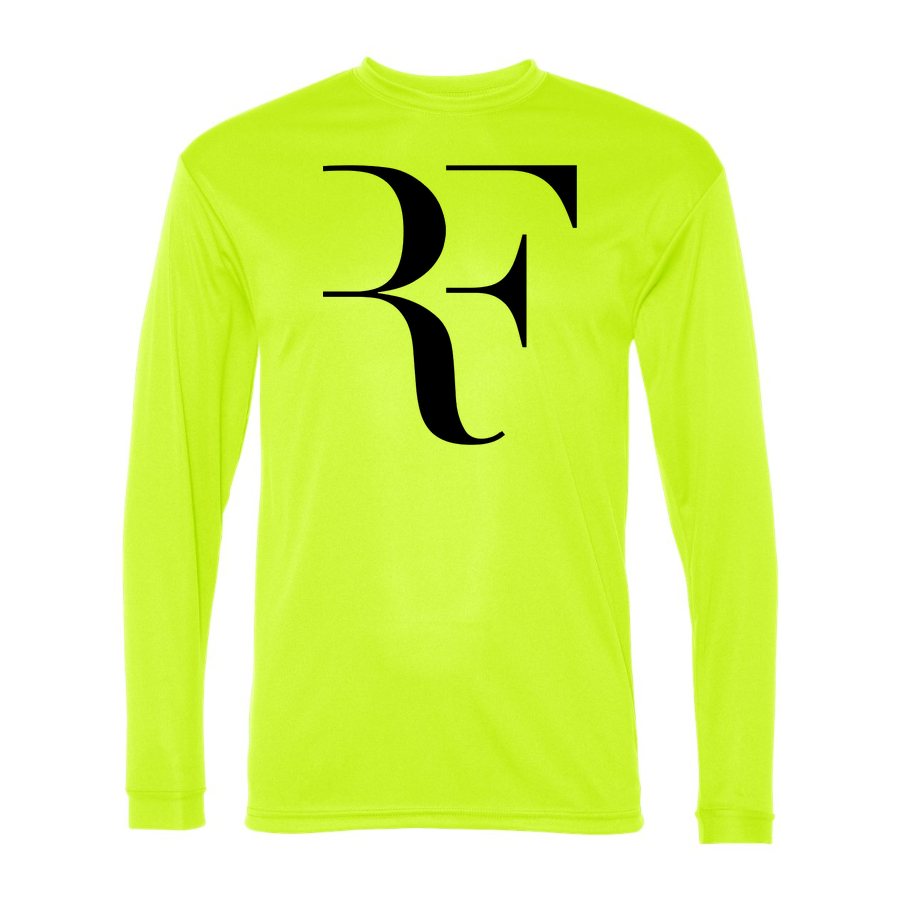 Men's Roger-Federer-logo-black Polyester Long Sleeve T-Shirt - Safety Yellow