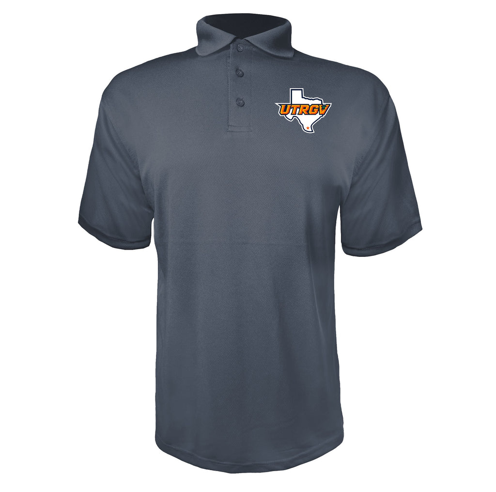 UTRGV Vaqueros Charcoal polyester polo