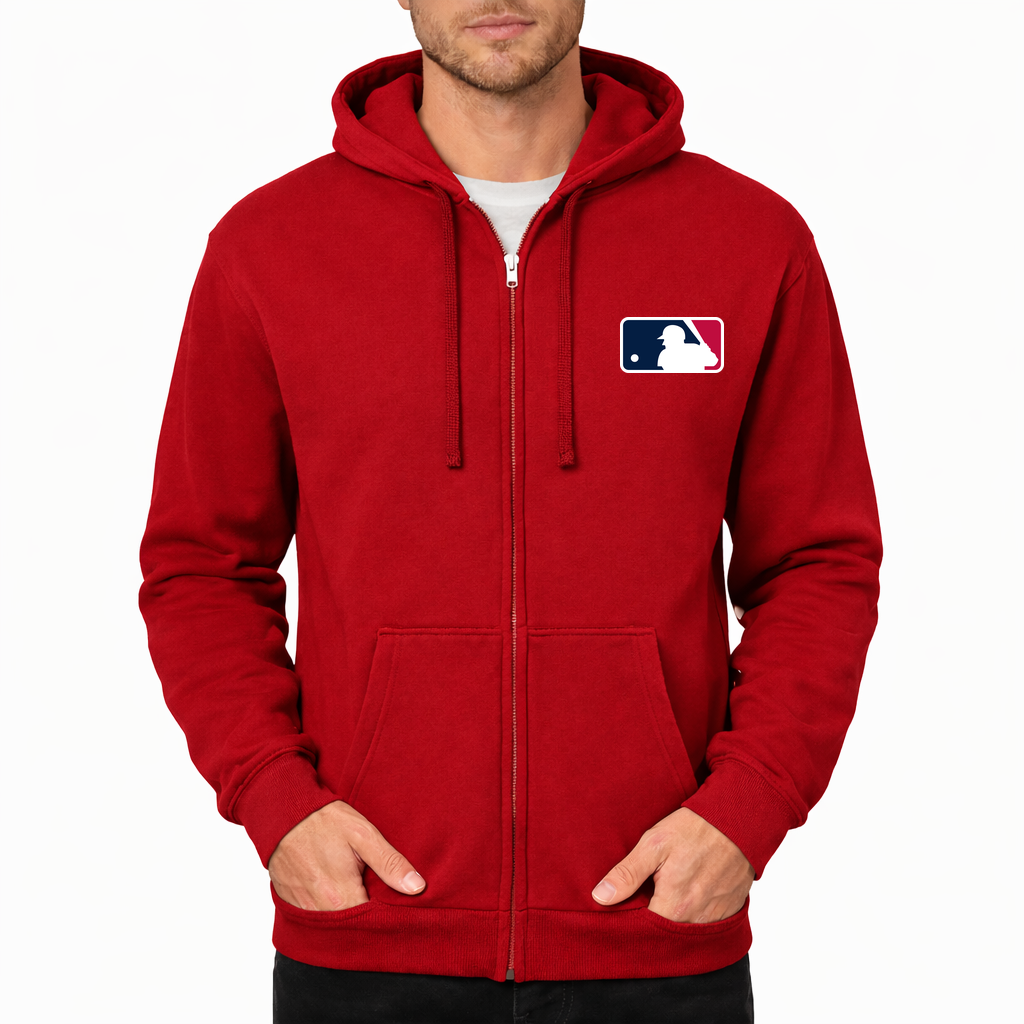 Men's Major League Baseball logo Zipper Hoodie - Red
