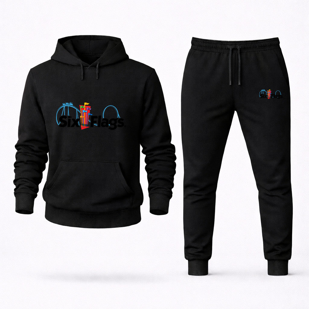 Six Flags Hoodie and Joggers Set - Black