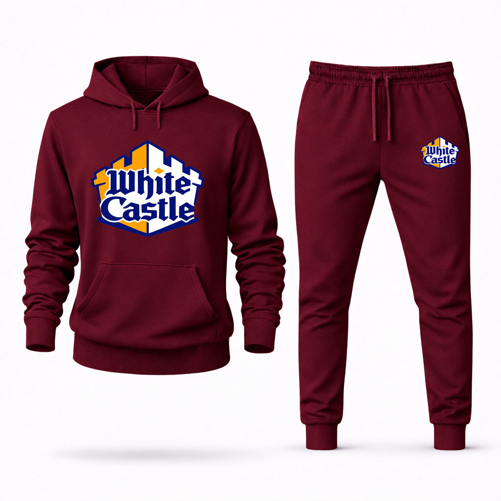 White Castle Hoodie and Joggers Set - Burgundy