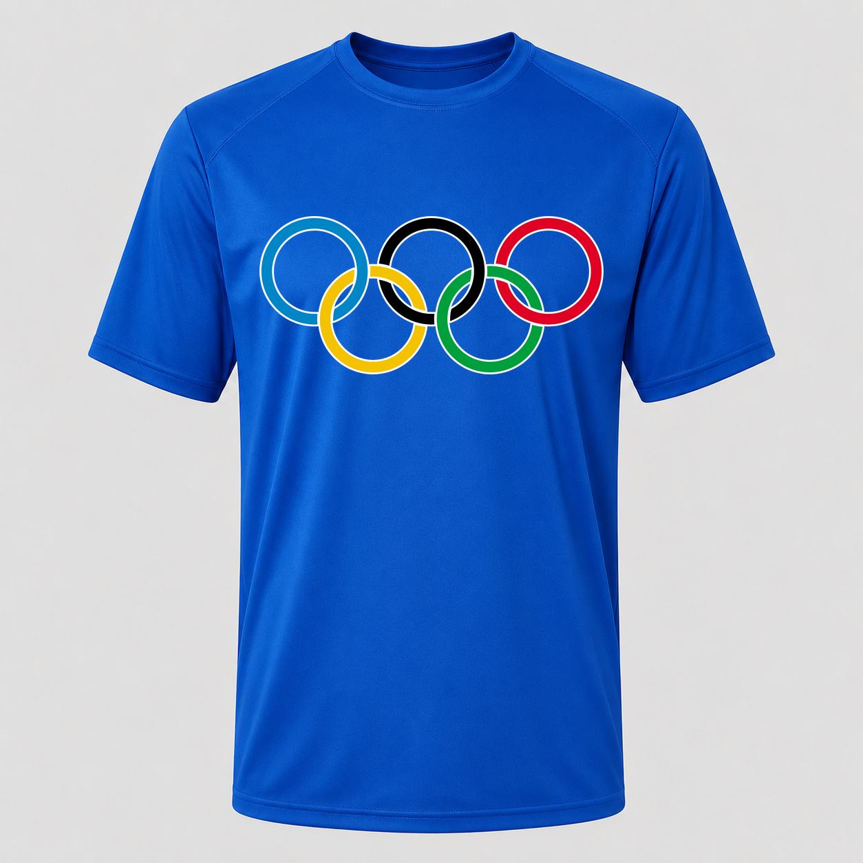 Men's Olympic Rings Black Performance T-Shirt - Royal Blue