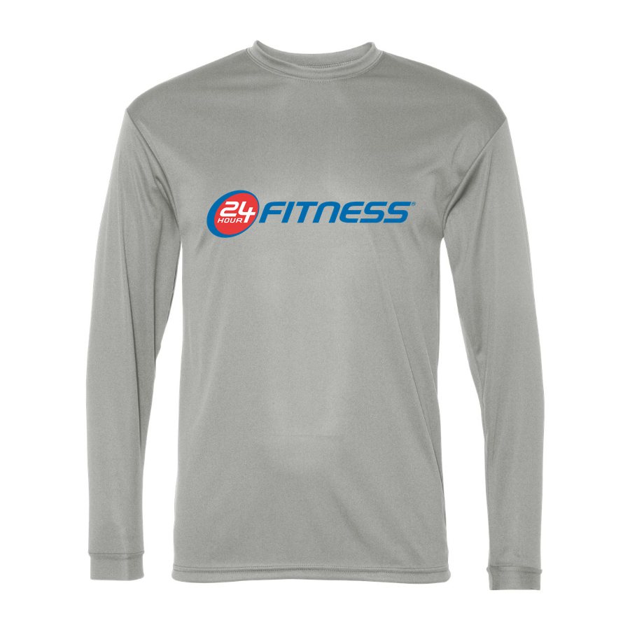 Men's 24 Hour Fitness Polyester Long Sleeve T-Shirt - Silver