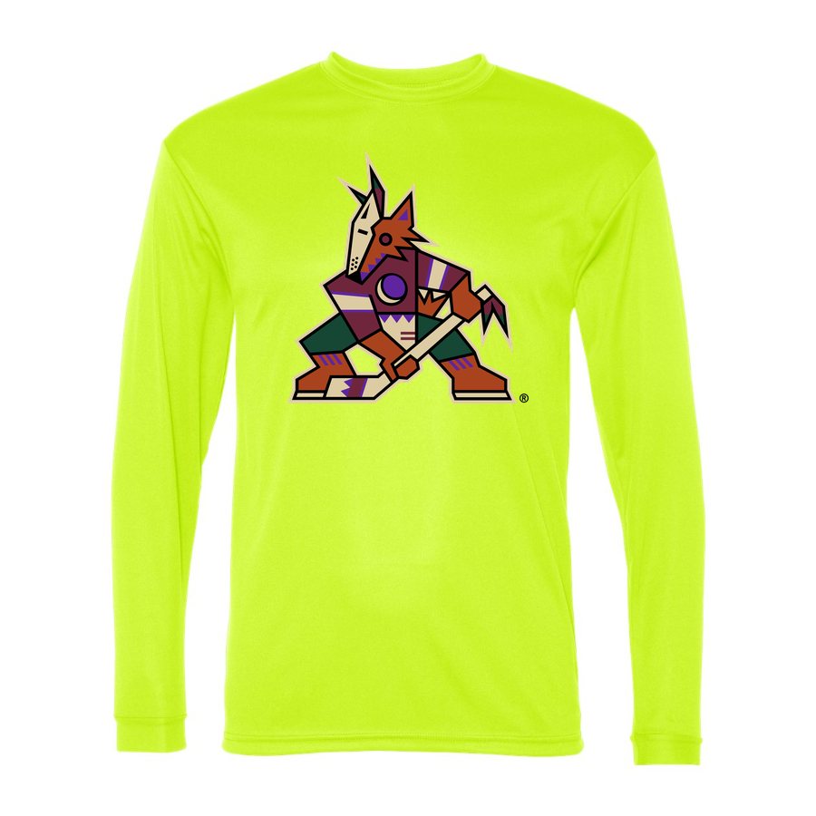 Men's Arizona Coyotes Polyester Long Sleeve T-Shirt - Safety Yellow