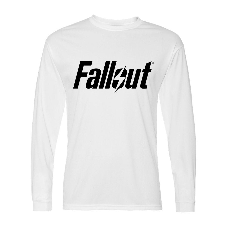 Men's Fallout Black Logo Polyester Long Sleeve T-Shirt - White