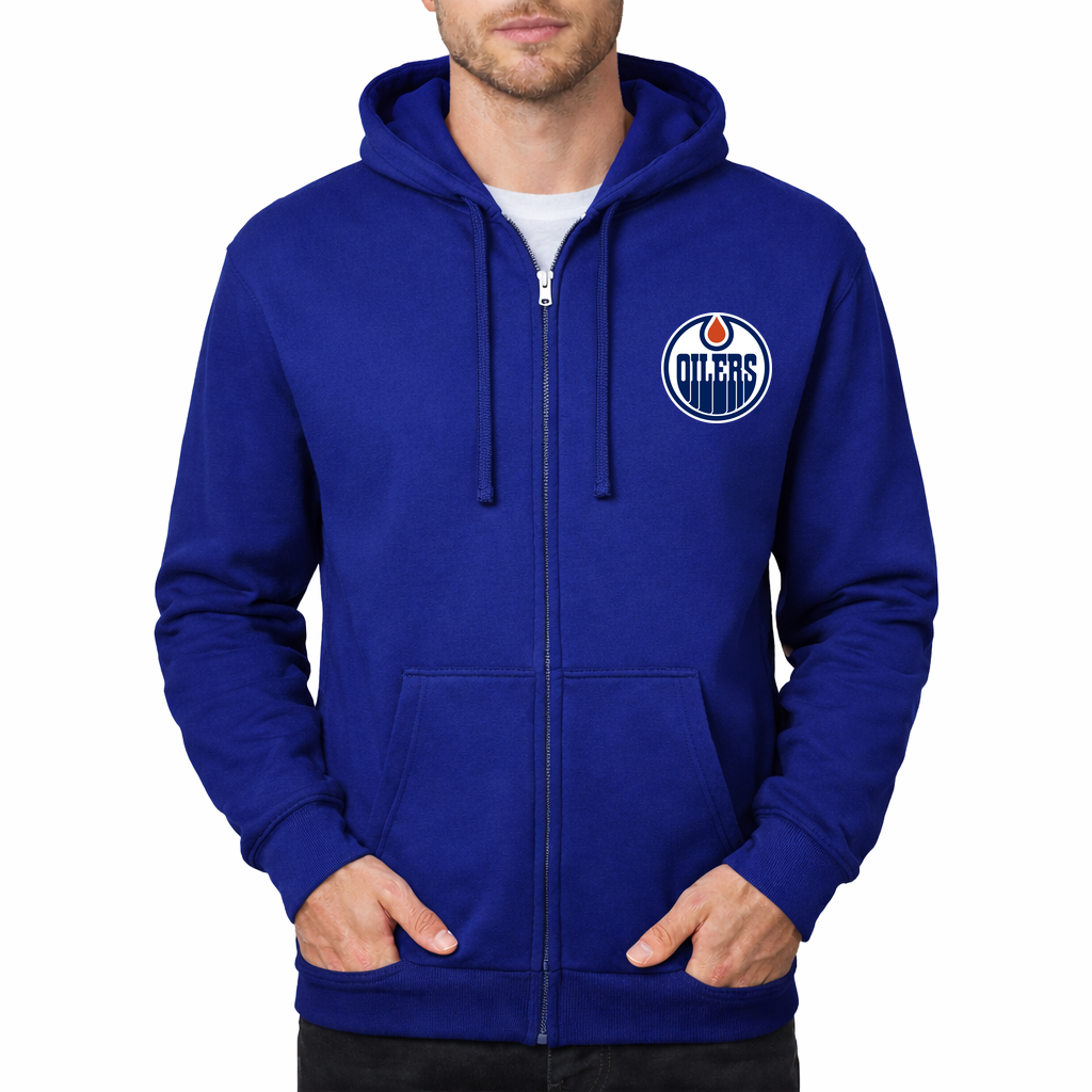 Men's Edmonton Oilers Zipper Hoodie - Royal Blue