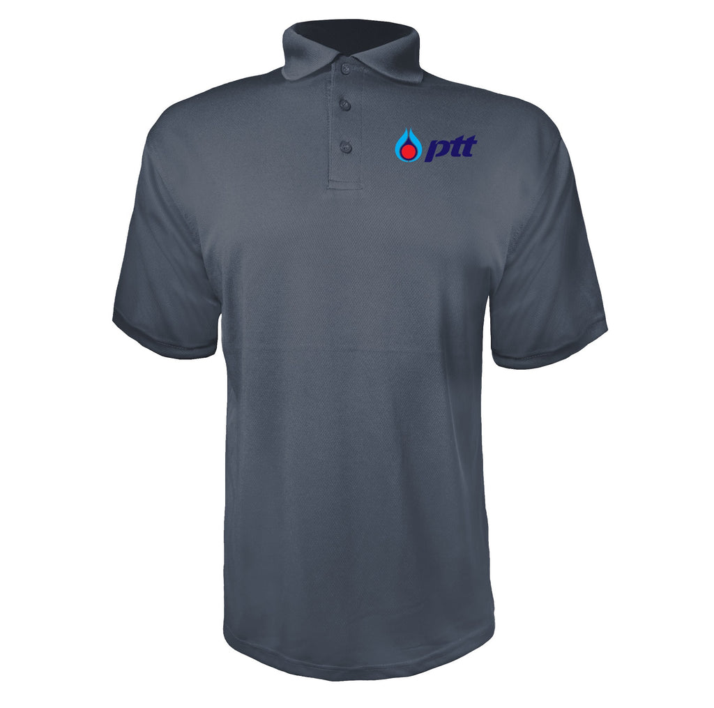 PTT men's polyester polo in Charcoal