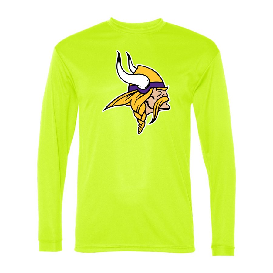 Men's Minnesota Vikings Polyester Long Sleeve T-Shirt - Safety Yellow
