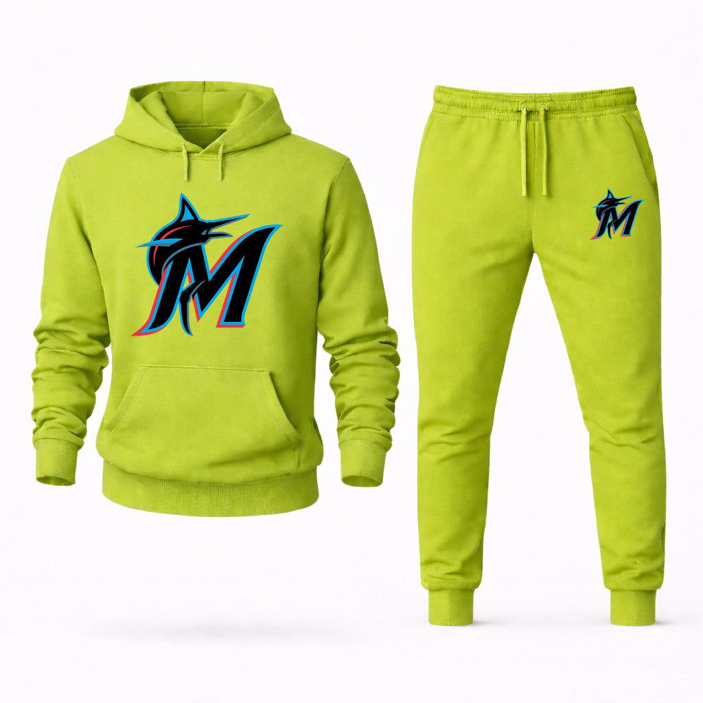 Miami Marlins Hoodie and Joggers Set - Lime Green