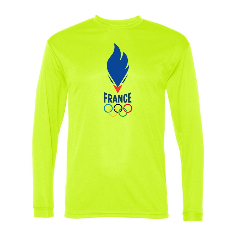 Men's France 2024 Polyester Long Sleeve T-Shirt - Safety Yellow
