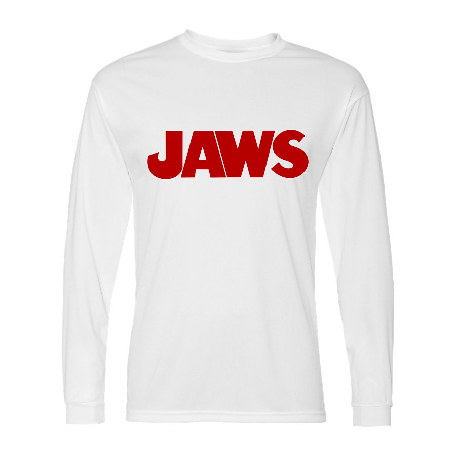 Men's Jaws Polyester Long Sleeve T-Shirt - White