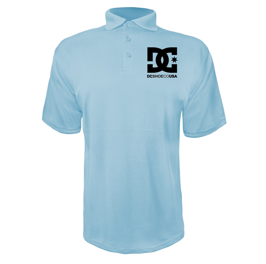 DC men's polyester polo in Sky Blue
