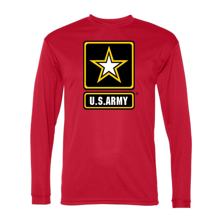 Men's U.S. Army Polyester Long Sleeve T-Shirt - Red
