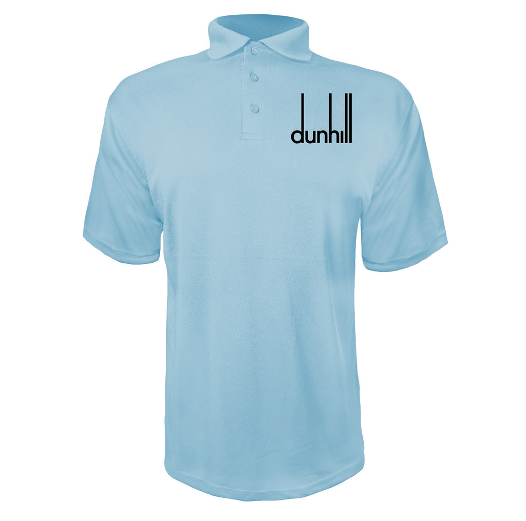 Dunhill Black men's polyester polo in Sky Blue