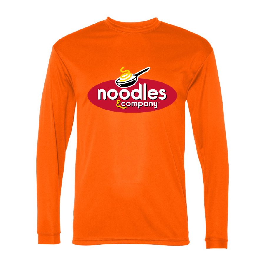 Men's Noodles & Company Polyester Long Sleeve T-Shirt - Safety Orange