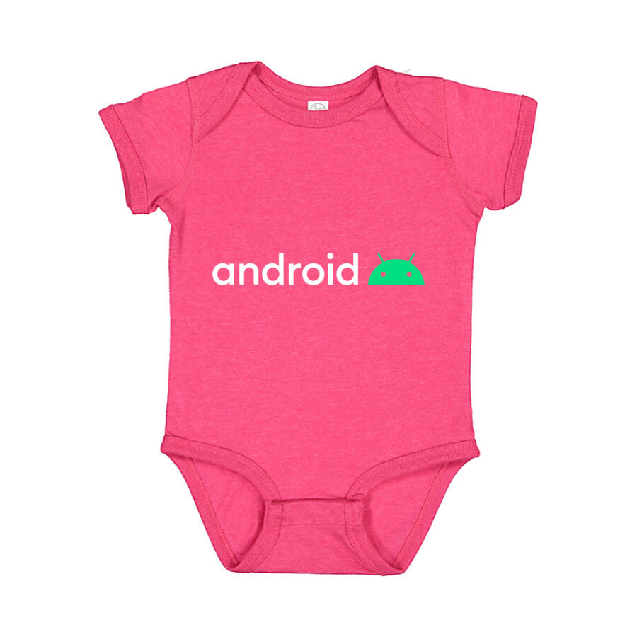 Android White Logo Baby Romper Onesie - Pink