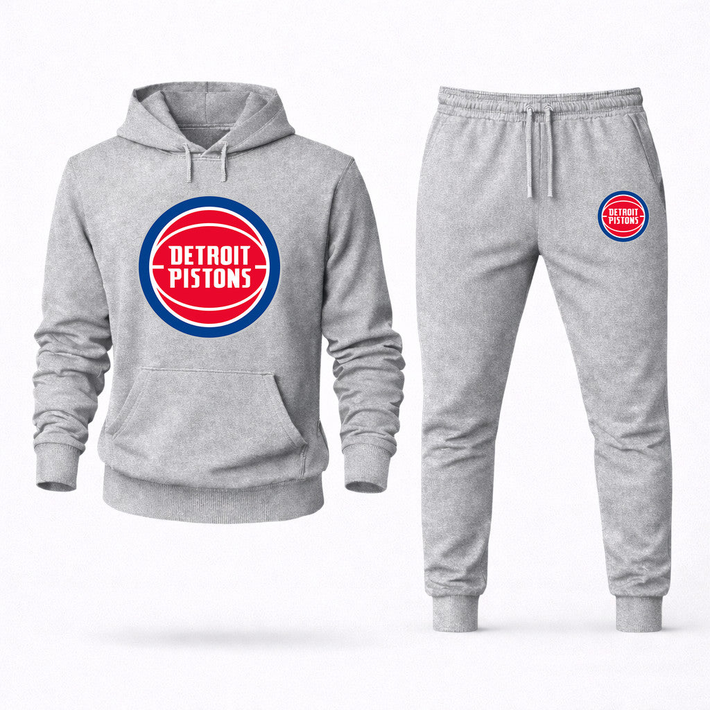 Detroit Pistons Hoodie and Joggers Set - Grey