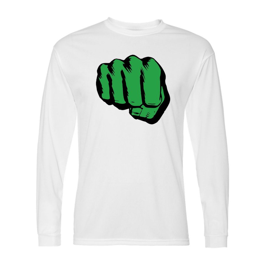 Men's Hulk Punch Polyester Long Sleeve T-Shirt - White