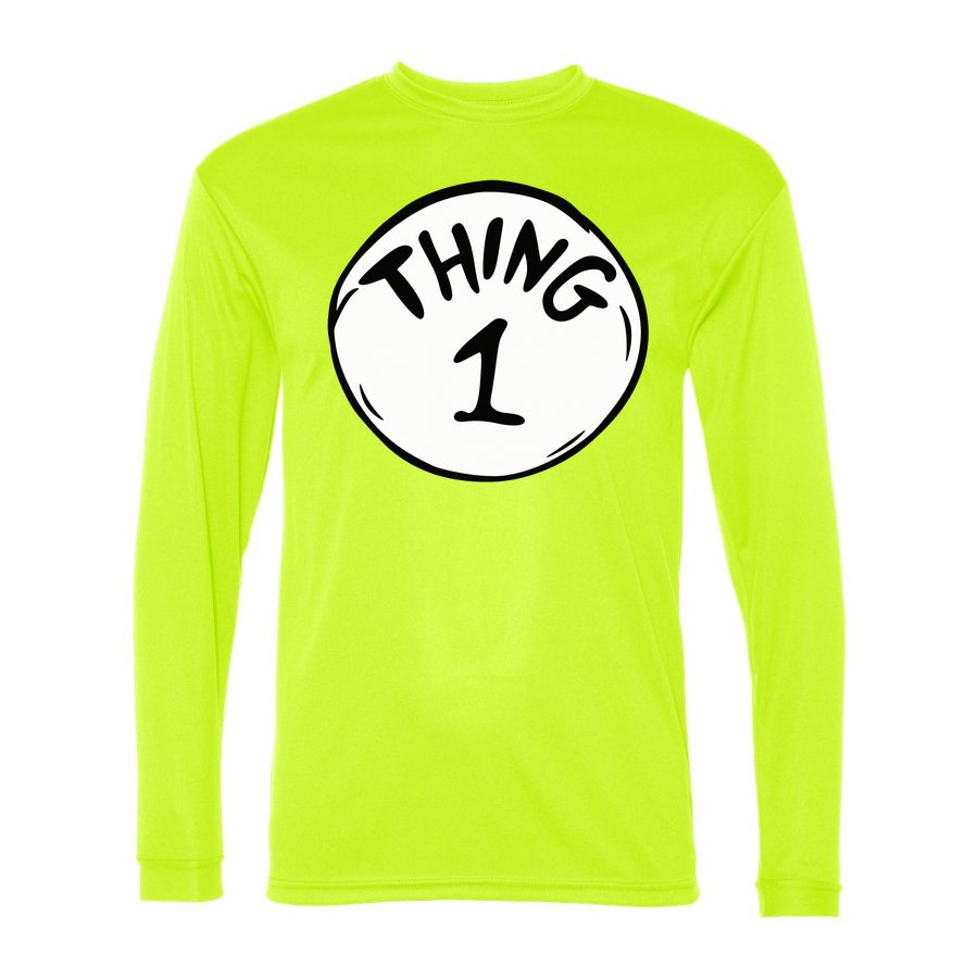 Men's Dr. Seuss Thing 1 Polyester Long Sleeve T-Shirt - Safety Yellow