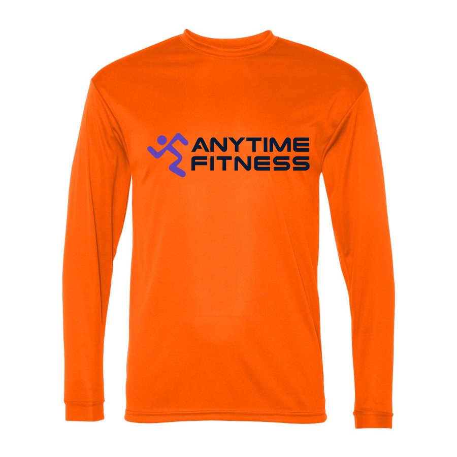 Men's Anytime Fitness Polyester Long Sleeve T-Shirt - Safety Orange