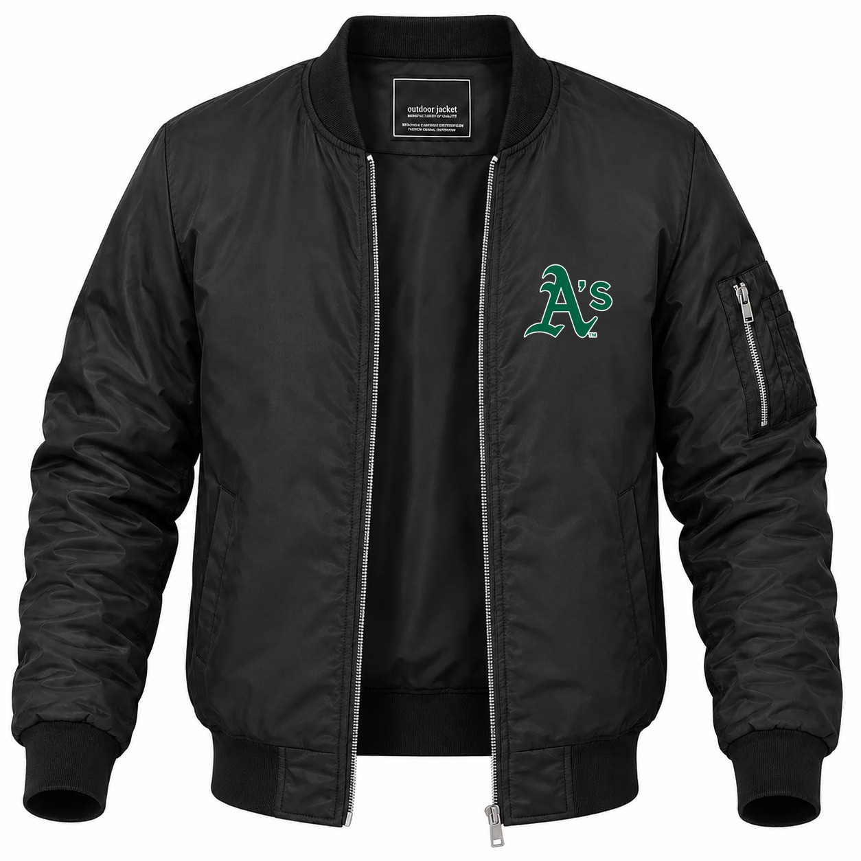 Men's Oakland Athletics Lightweight Bomber Jacket - Black
