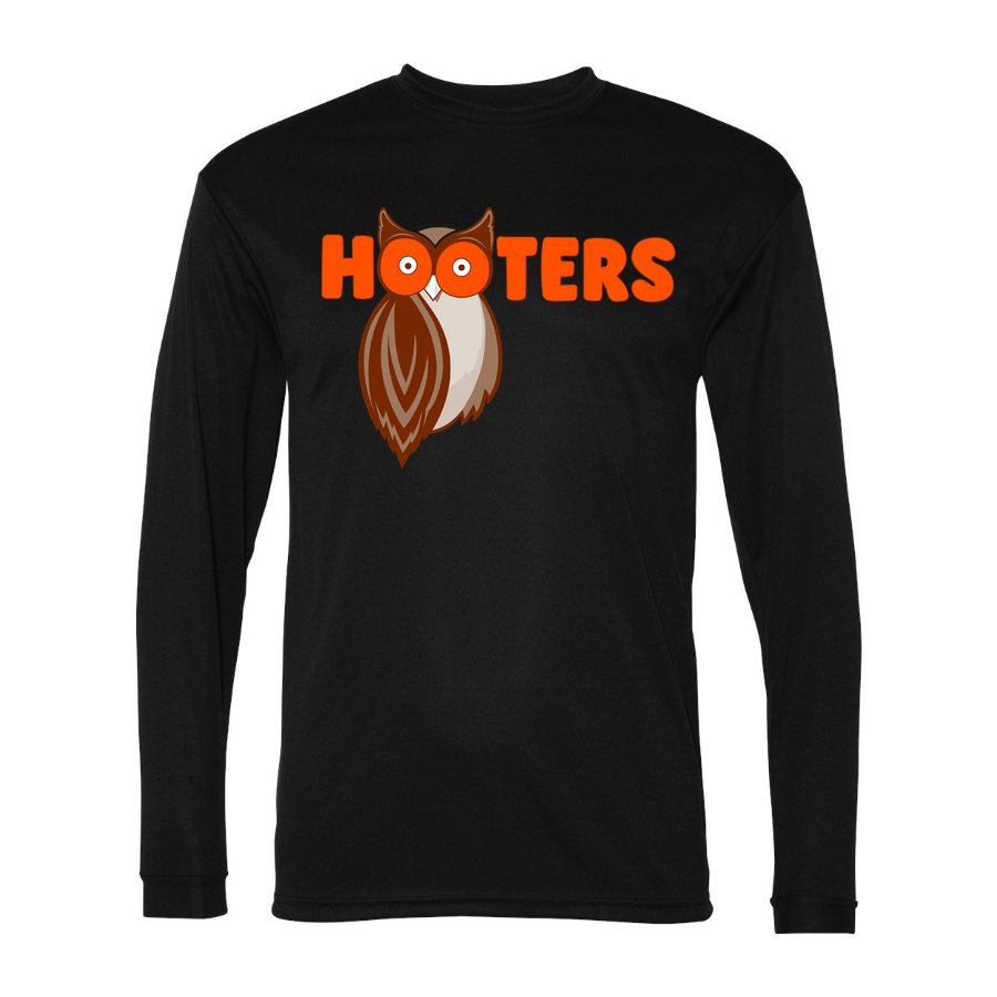Men's Hooters Polyester Long Sleeve T-Shirt - Black