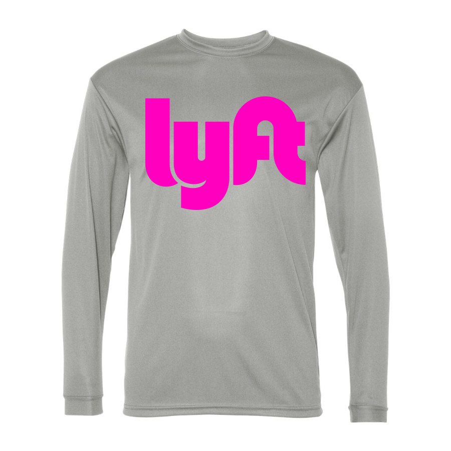 Men's Lyft pink Polyester Long Sleeve T-Shirt - Silver