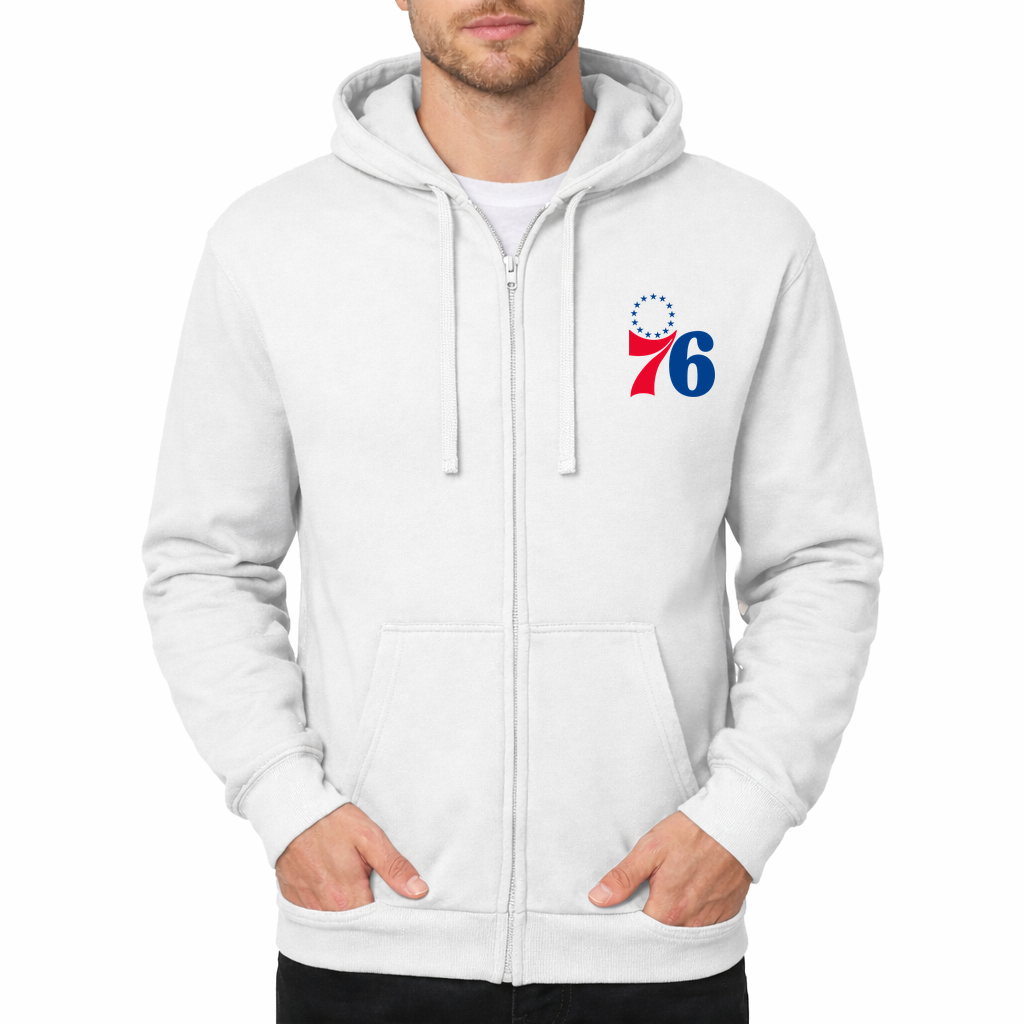 Men's Philadelphia 76ers Zipper Hoodie - White