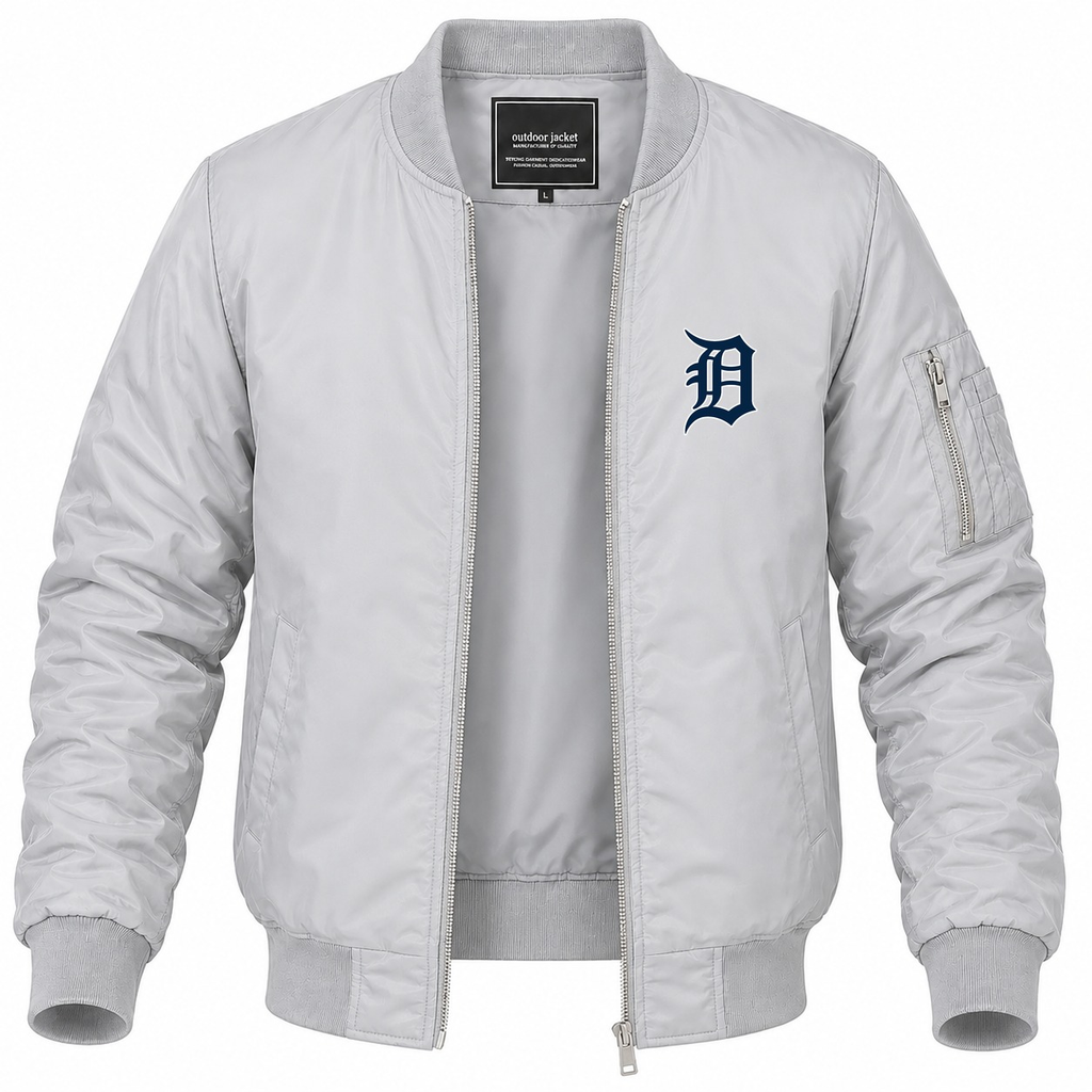 Men's Detroit Tigers Lightweight Bomber Jacket - Gray