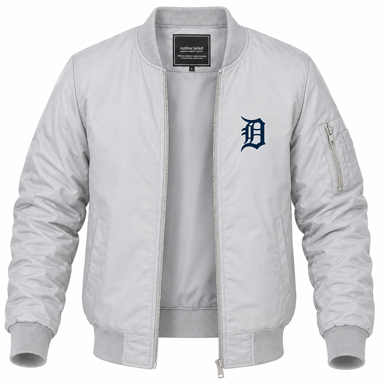 Men's Detroit Tigers Lightweight Bomber Jacket - Gray