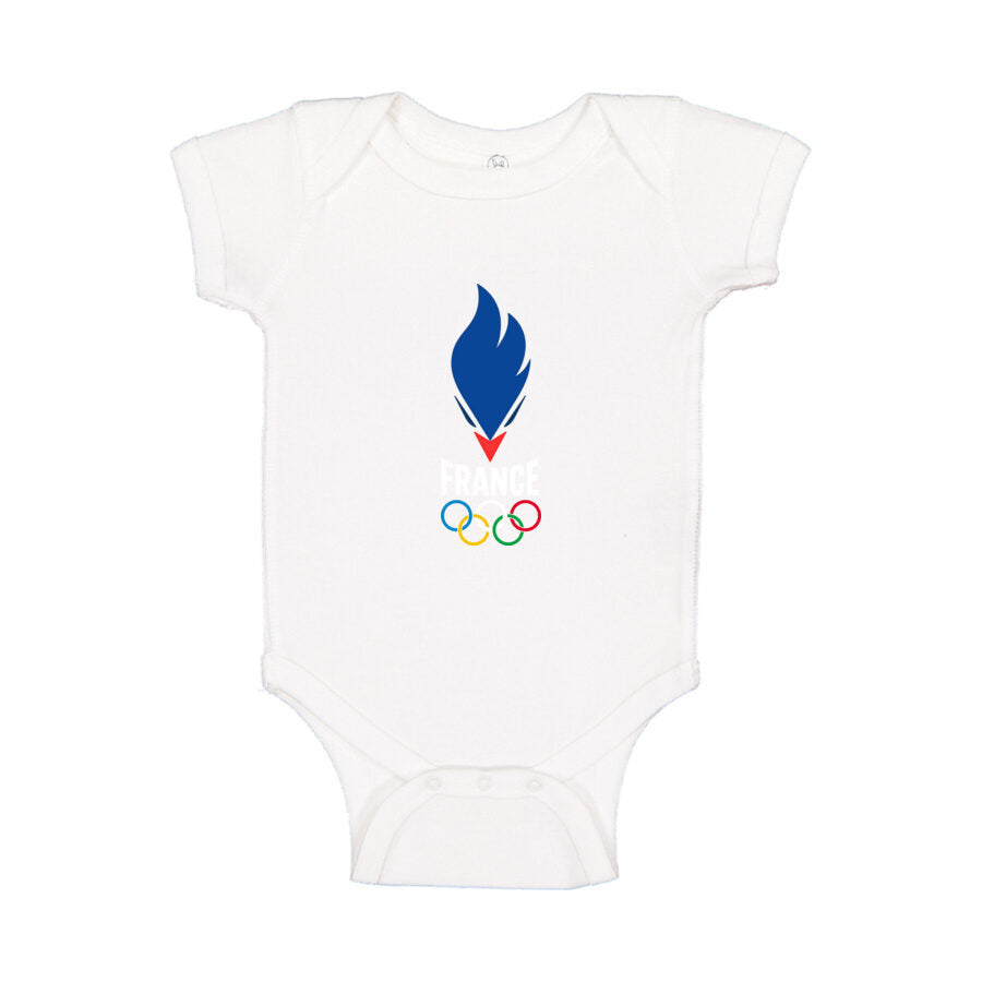 France 2024 White Logo Baby Romper Onesie - White