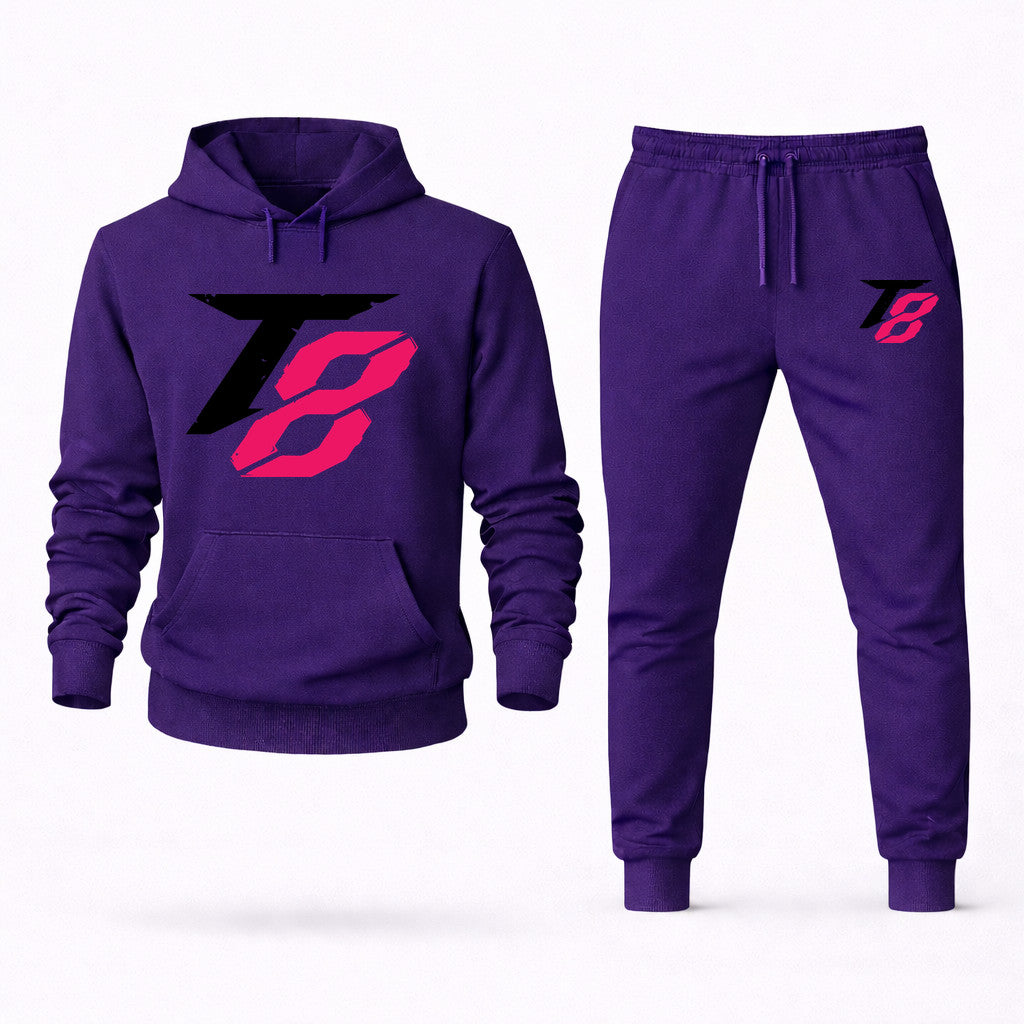 Tekken 8 Black Hoodie and Joggers Set - Purple