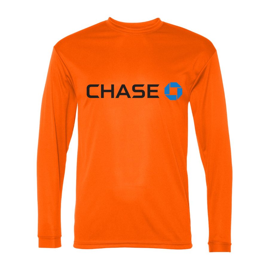 Men's Chase Black Logo Polyester Long Sleeve T-Shirt - Safety Orange