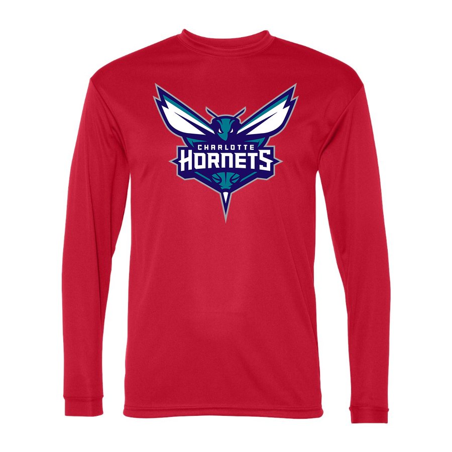 Men's Charlotte Hornets Polyester Long Sleeve T-Shirt - Red